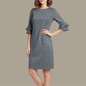 Banana Republic Size 6 Shift Dress Plaid Gray